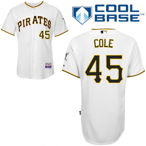 Gerrit Cole #45 MLB Jersey-Pittsburgh Pirates Men's Authentic Home White Cool Base Baseball Jersey